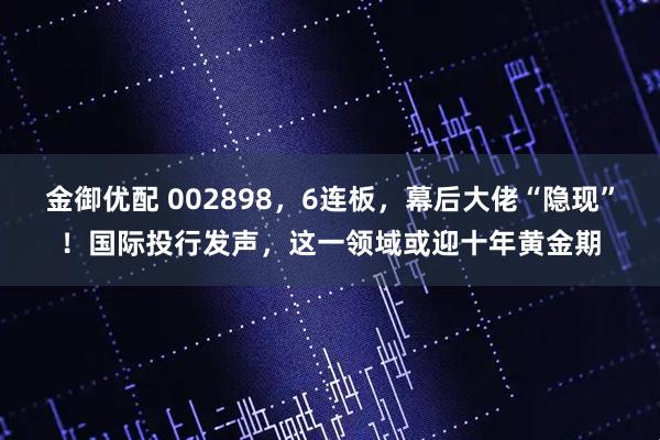 金御优配 002898，6连板，幕后大佬“隐现”！国际投行发声，这一领域或迎十年黄金期