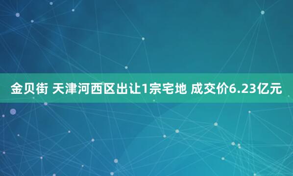 金贝街 天津河西区出让1宗宅地 成交价6.23亿元